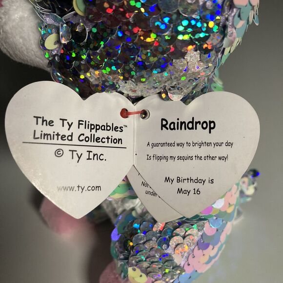 Ty Beanie Boos Flippables • Raindrop • Bunny Rabbit • 9" NEW Plush with Sequins - Picture 3 of 6